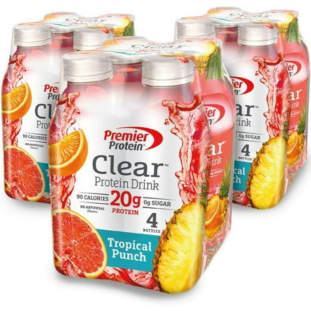 Premier Protein Clear Protein Drink, Tropical Punch, 20g Protein, 16.9 Fl Oz, 12 (Best Energy Drink For Women)