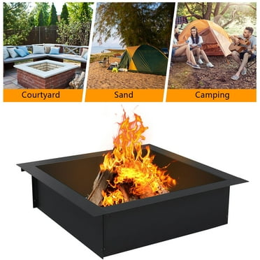 Winado Square Fire Ring  36-Inch Diameter Alloy Steel  for Camping Outdoors, Backyard Black