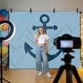 thumbnail image 2 of Light Blue Nautical Anchor Photography Backdrop 7x5FT, Coastal Lines Vintage Mottled Texture Photo Backdrops, Background for Photography Studio Photo Studio Background, Back Drop for Photoshoot, 2 of 9