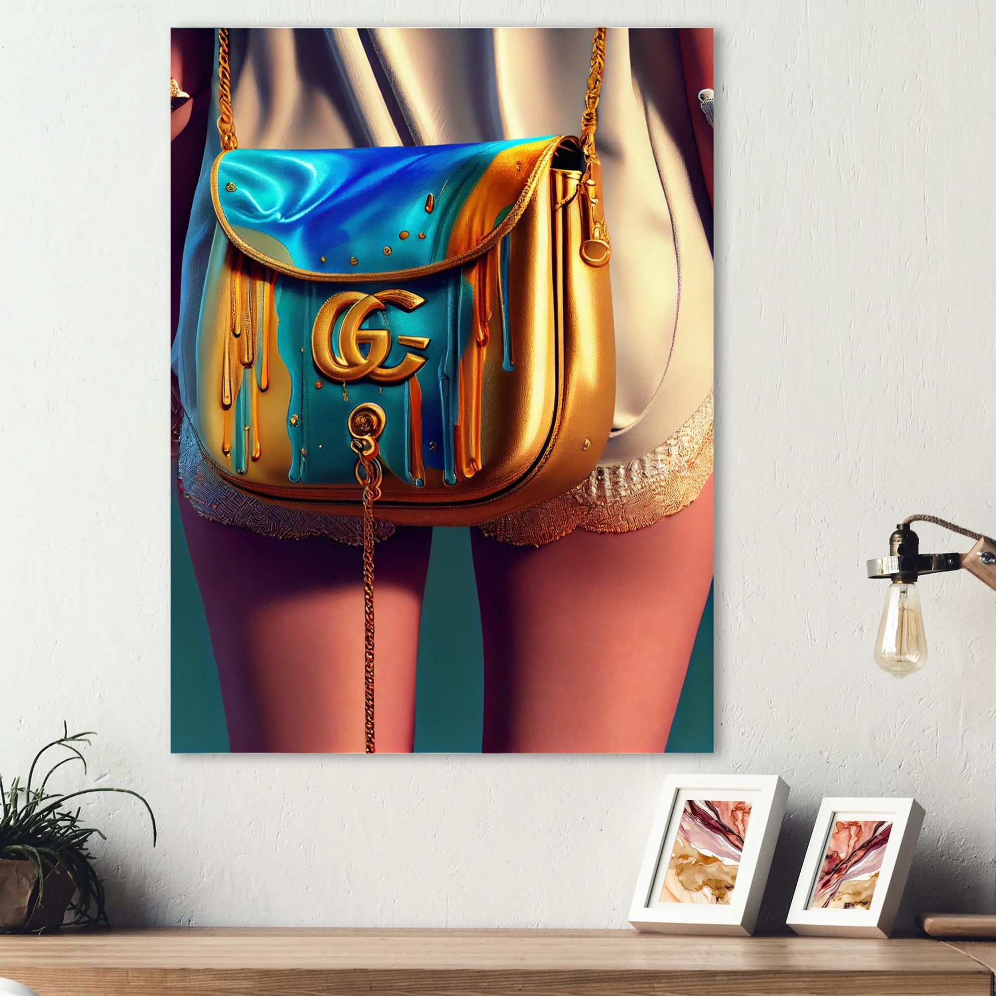Designart Fashion Girl Going Out Tonight With Gg Canvas Wall Art