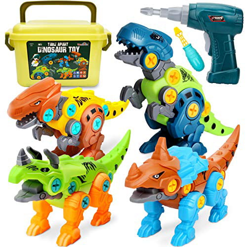 HB Direct Educational Take Apart Dinosaur Toys w/ Dino Electric Drill for Ages 3-7 Build a Dinosaur Take Apart Toys Dinosaur Screwdriver Toy with Drill for Kids Construction Dinosaur Building Toy 