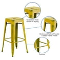 thumbnail image 3 of Flash Furniture Kai Commercial Grade 30" High Backless Distressed Yellow Metal Indoor-Outdoor Barstool, 3 of 10