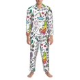 thumbnail image 3 of Fuzoiu Fun Animal with Unicorn Print Men's Long-Sleeved Pajama,Lounge Button Down Nightwear,Mens Notch Collar Pajama Set -X-Large, 3 of 7