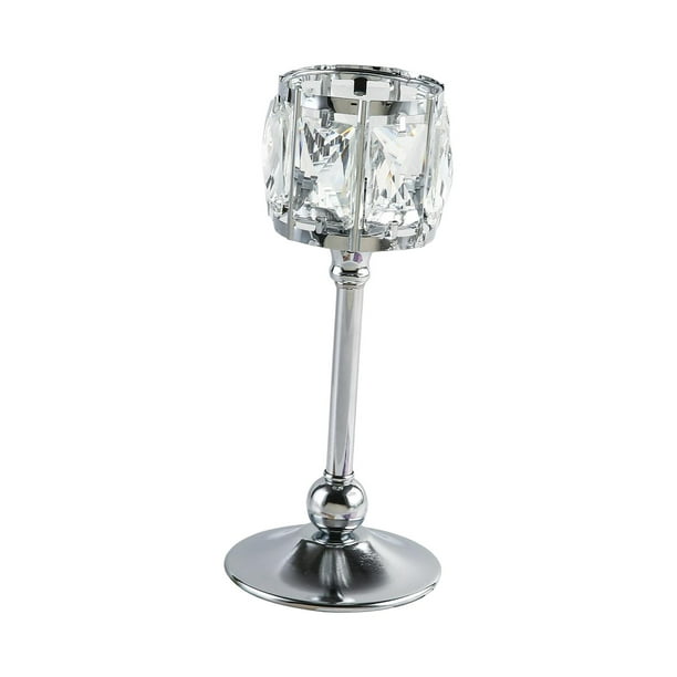 Candelabro de cristal de mosaico, candelabro de metal, candelabro, vela de té plata M