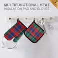 thumbnail image 4 of Yayeee Oven Mitts and Pot Holder Set of 2 Heat Resistant Kitchen Gloves Baking Hot Pad, Red Green Pattern, 4 of 5