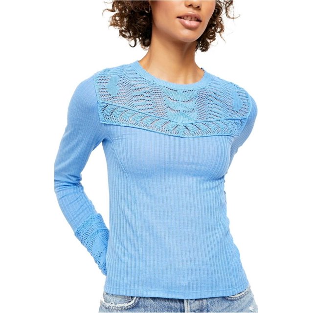 Free People OB1040464 Colette Col Festonné Bordure Chandail Tricoté Celendula ( S )
