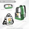 thumbnail image 4 of Kuiaobaty Lion Print Clear Backpack Set for Kids Polka Dot Print Bookbag and Pencil Case with Zipper Sturdy Transparent Backpack and Lunch Bag for School, Green, 4 of 5