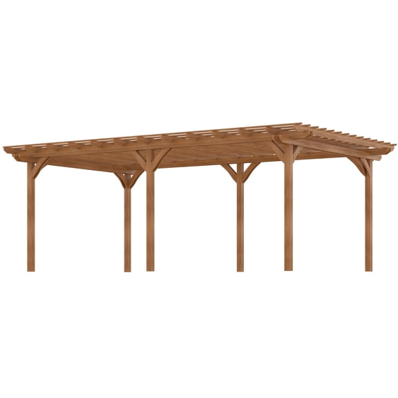 12' x 20' Outdoor Pergola, Wood Gazebo Grape Trellis with Stable Structure for Climbing Plant Support, Garden, Patio, Backyard, Deck