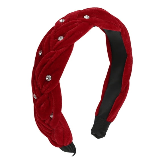 Unique Bargains 1 Pc Fashion Weave Rhinestone Headbands for Women Red