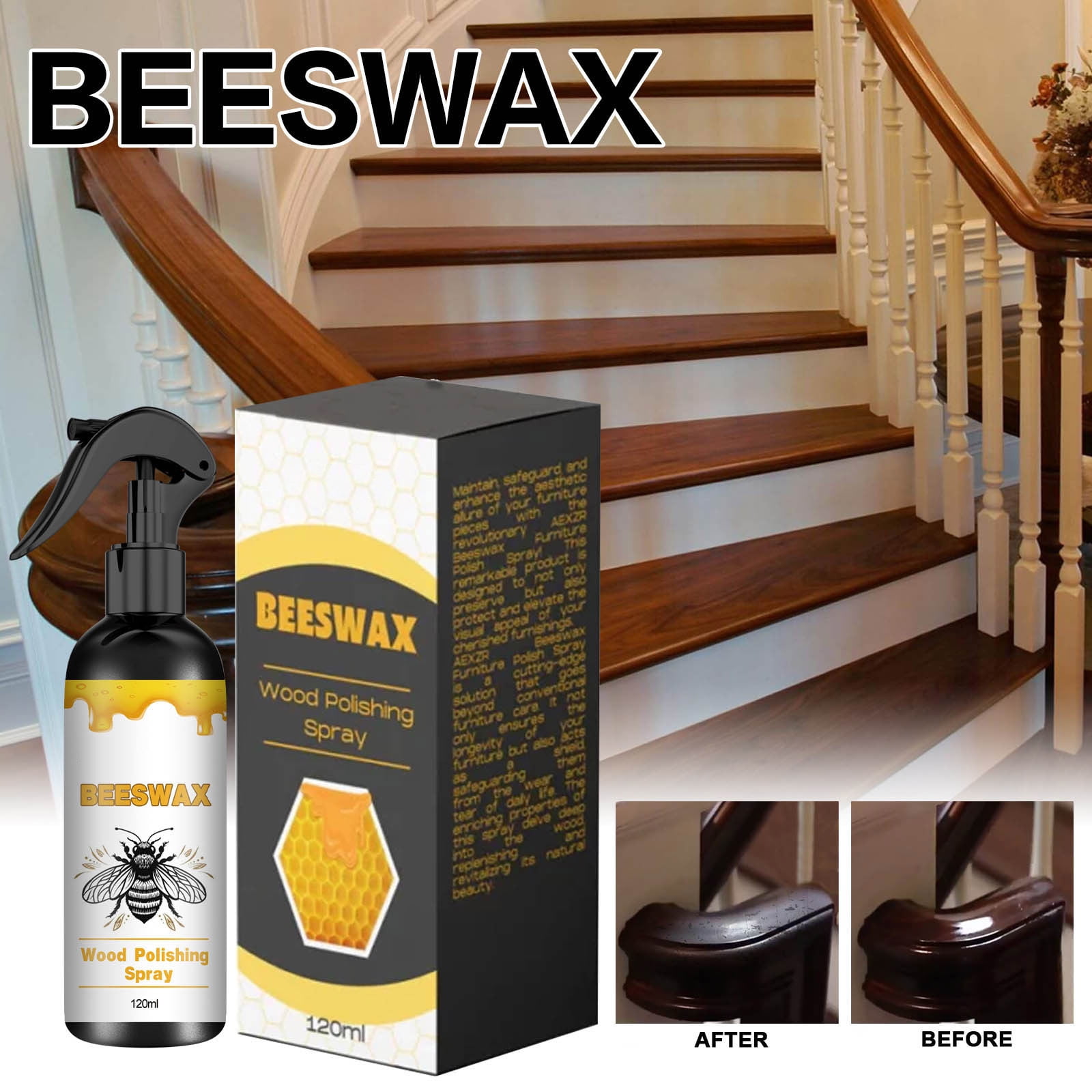 JilgTeok 3 Packs 240ml Natural Beeswax Spray Waterproofing Scratch Resistance Refurbishment Wax for Furniture Floor Tables Cabinets Polishing