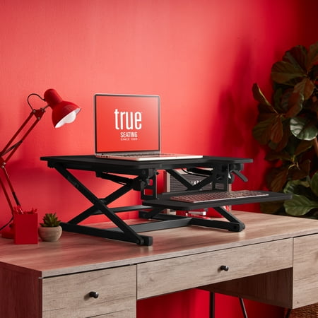 True Seating - Ergo Height Adjustable Standing Desk Converter, Small - Black