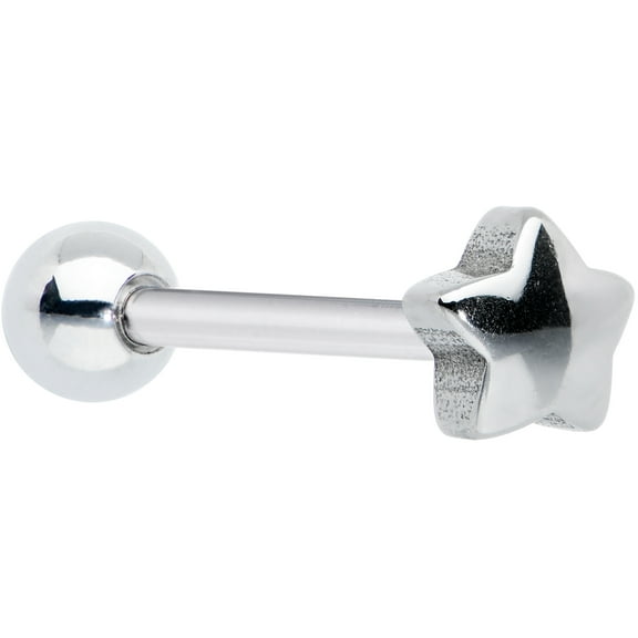 Body Candy 14G Womens 316L Stainless Steel Simple Star Barbell Tongue Ring Body Piercing Jewelry 5/8”