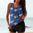 thumbnail image 4 of WREESH Modest Swimsuit Women's Two Piece Tankini Set High-Waisted Bottoms Patriotic Independence Day Print Design Red, 4 of 6