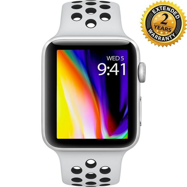Apple Watch Nike Series 3 42mm Smartwatch Gps Only Silver Aluminum Case Pure Platinum Black Nike Sport Band Band With 2 Year Extended Warranty Walmart Com Walmart Com