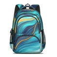thumbnail image 2 of Teal Gold Marble Backpack for School,Cute School Bag,Schoolbag with Adjustable Shoulder Straps & Padded Back,16.9 Inch, 2 of 5