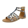 thumbnail image 2 of Sandalias de verano para mujer Sandalias planas sin cordones Zapatos romanos Sandalias informales con punta abierta Wmkox8yii nm7759, 2 of 3