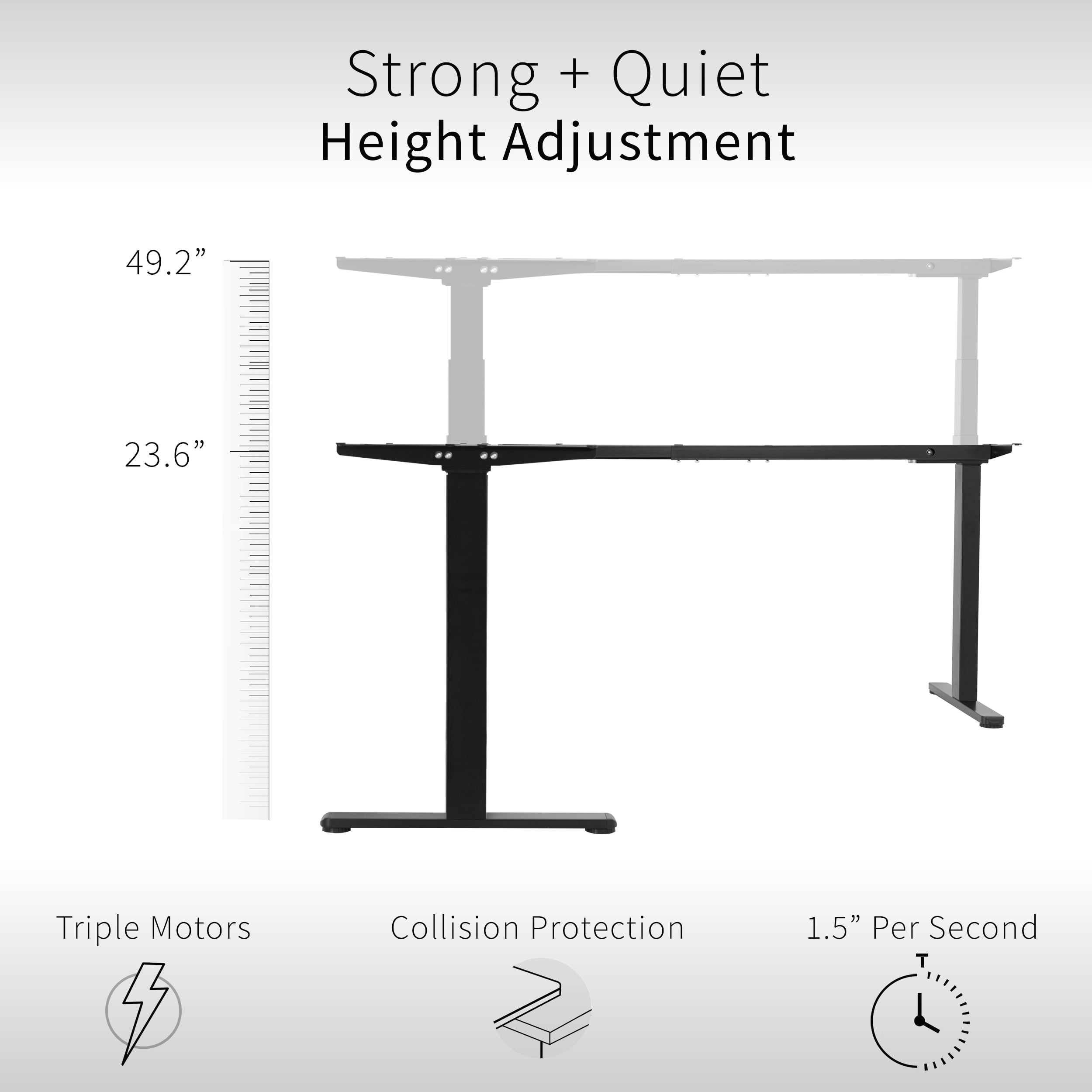 VIVO Black Electric Motor Height Adjustable Corner 3 Leg Standing Desk Frame