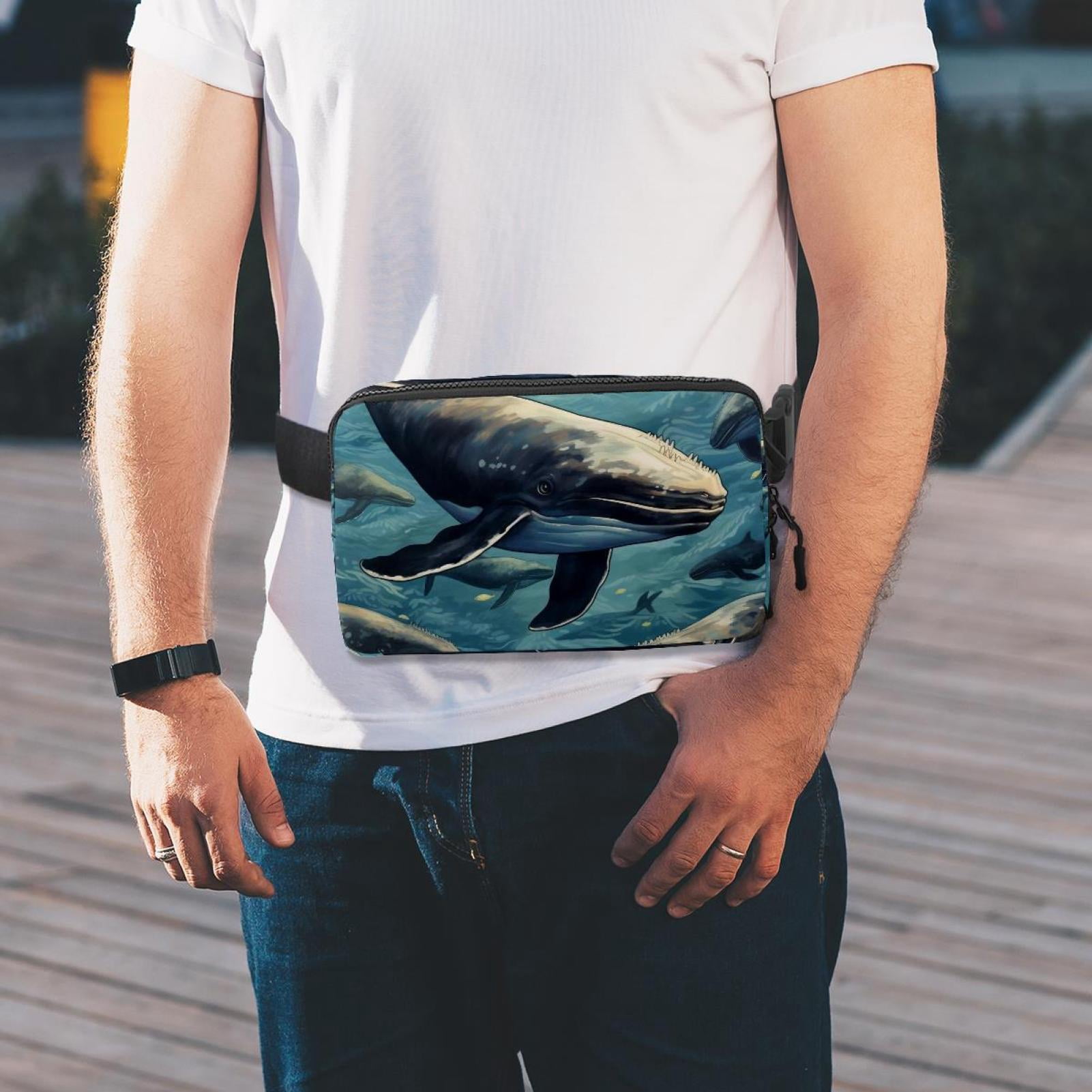 Whales Lightweight Adjustable Waist Bag Fanny Pack with Extension Strap - Unisex Fitness Running Belt