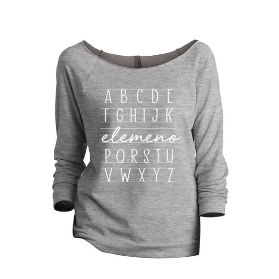 ABC Elemeno Women's Fashion Slouchy 3/4 Sleeves Raglan Lightweight Sweatshirt Sport Grey X-Large