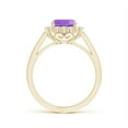 thumbnail image 2 of ANGARA Natural Cushion 1.35 ct Amethyst Cocktail Ring with Diamond Halo in 14K Yellow Gold for Women (Size-7mm) | February Birthstone, Anniversary, Jewelry Gift for Women | Natural Amethyst Ring, 2 of 8