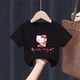 thumbnail image 5 of Hello Kitty, novedad de verano, ropa para niños, Camiseta con estampado de dibujos animados para niña, camiseta de algodón transpirable de media manga para bebé, camiseta de manga corta, 5 of 5