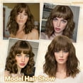 thumbnail image 5 of Phocas Short Bob Wigs for Women, Wave Wigs Synthetic Brown Wig with Bangs, 5 of 8