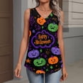 thumbnail image 4 of Bovemsi Plus Size Tank Tops for Women V Neck Pumpkin Graphic Sleeveless, Halloween Layering Comfort Tops for Women Trendy L, 4 of 5