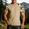 thumbnail image 2 of Men's Camo Ice Silk Breathable Round Neck Quick Drying Clothing Casual Sports T Shirt Tops Beige XXXXL, 2 of 5
