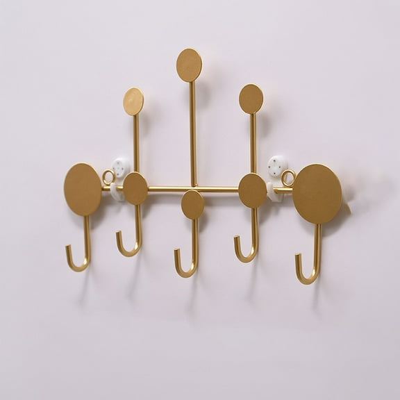 Farmhouse Small Key Holder for Wall - Handcrafted Decorative 5 Key Hooks for Home Entryway，Gold