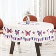 thumbnail image 4 of 4th of July Tablecloth Patriotic Round Tablecloth 60 Inch Washable Star Butterfly Table Cloth Waterproof Fabric Table Cover for Holiday Outdoor Party Kitchen Dining Table Decor, 4 of 6