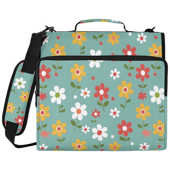 ALAZA Zipper Binder Flowers Hand Draw Pattern 2 inch 3 Ring 500 Sheet Capacity Trapper Keeper File Folder Organizer Bag
