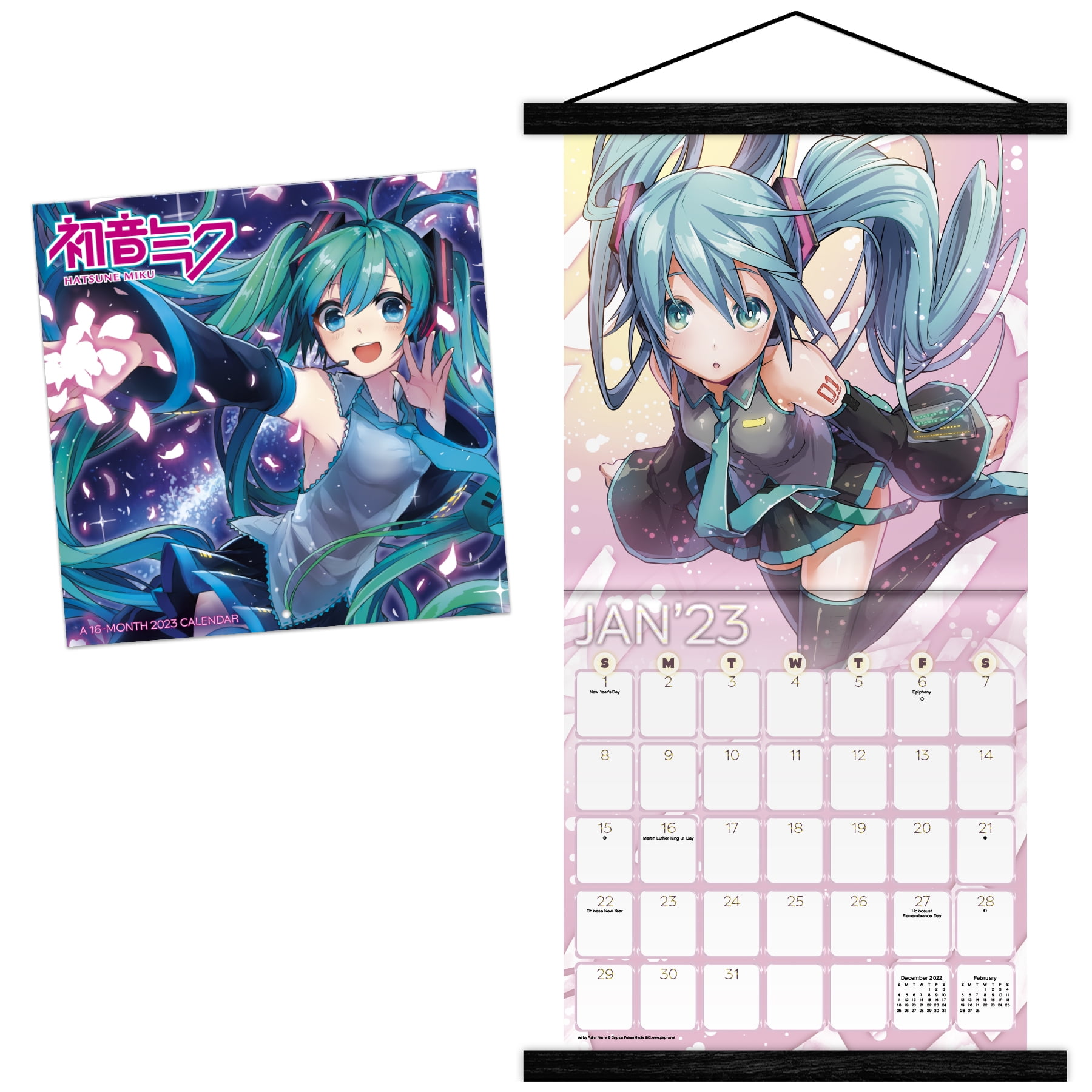 Trends International 2023 Hatsune Miku Wall Calendar & Frame