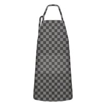 Gray and Black Checkerboard Pattern Apron-Garden Aprons for Women with Pockets-Cotton Linen Waterproof Kitchen Cooking Gardening Aprons Adjustable for Kitchen,Cooking,BBQ and Salon 33x27 Inch
