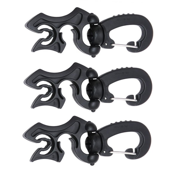 3 Pieces Black Scuba Hose Holders Double BCD Holder Clip Folding Accessories Gear Retainer Buckle for Gauges Underwater Low Pressure Hoses