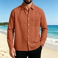 thumbnail image 2 of Lmueinov Long Sleeve Shirts for Men Solid Collared Loose Fit Button Up Tops with Pocket Lightweight Button Down Casual Office Outdoor Outfits, 2 of 4