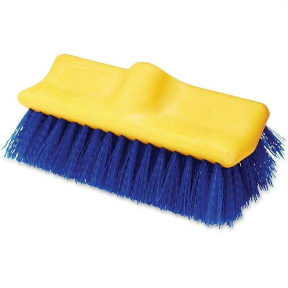 Rubbermaid Commercial Plastic Block Floor Scrub - 2" Palmyra Bristle - 10" Brush Face - 1 Each - Blue, Yellow | Bundle of 5 Each