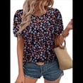 thumbnail image 1 of Blusas Informales de Negocios para Mujer, Moda de Verano, Camisetas con Mangas 3/4 con Volantes, Blusa Tipo Túnica Elegante e Informal. Negro L, 1 of 6