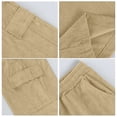 thumbnail image 6 of Dwelliawo Corduroy Long Cargo Shorts for Men Lightweight Capri Shorts Long Below Knee 3/4 Pants Casual Outdoor Elastic Waist Multi-Pockets Pants Khaki XL, 6 of 9