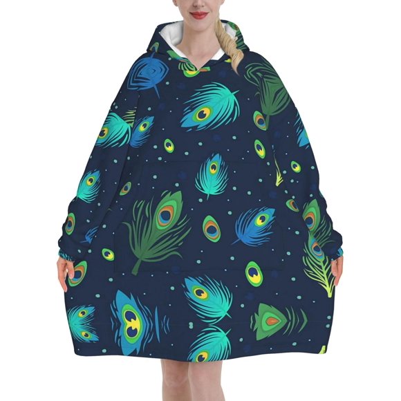 Night Building Blanket Hoodie Warm Throw Blanket Sweatshirt For Women Men