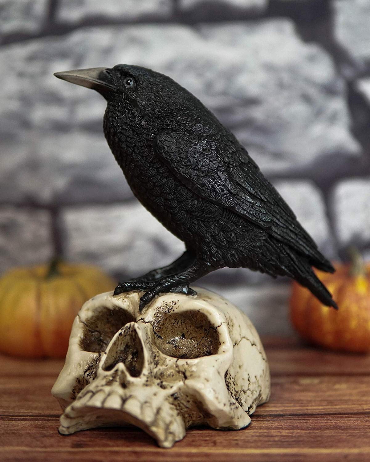 Ebros Gothic Raven Perching On Skull Statue 7.25" High ...
