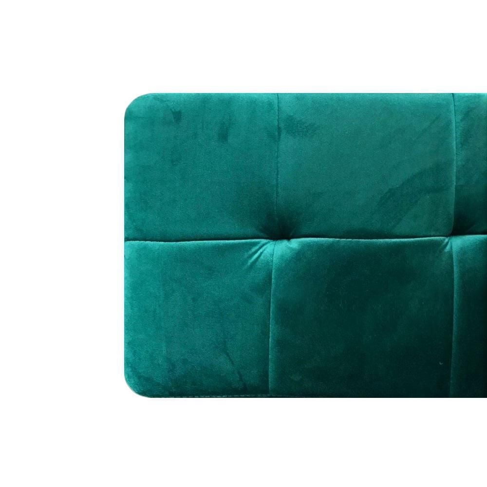 Heavenly Collection Green Velvet Bench with Metal Base – Modern Upholstered Accent Bench for Entryway, Bedroom, or Living Room