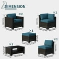 thumbnail image 4 of 7-Piece Waterproof Outdoor Patio Furniture Set, PE Wicker Rattan Sectional Sofa with Replaceable Cushions & Coffee Table, Modern Patio Conversation Set for Porch, Balcony, Backyard (Peacock Blue), 4 of 7