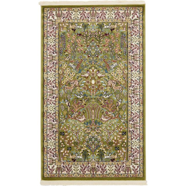 Unique Loom Narenj Tapis de Chasse Texturé 3' x 5' Rectangle Vert/tan
