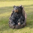 thumbnail image 1 of Ours Noir Assis dans une Souche Statue de Jardin, 1 of 5