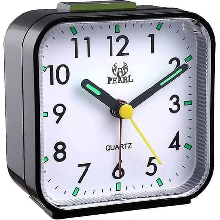 Silent Non-Ticking Analog Alarm Clock, Gentle Wake Up, Beeps, Volume Up, Snooze And Operated Light Functions, Easy Setting, Black