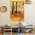 thumbnail image 2 of Rustic Tapestry, Rustic Bench in Orange Pale Autumn Park Mist Day November Love Fall Season Photo, Wall Hanging for Bedroom Living Room Dorm Decor, 60W X 80L Inches, Orange Brown, by Ambesonne, 2 of 5