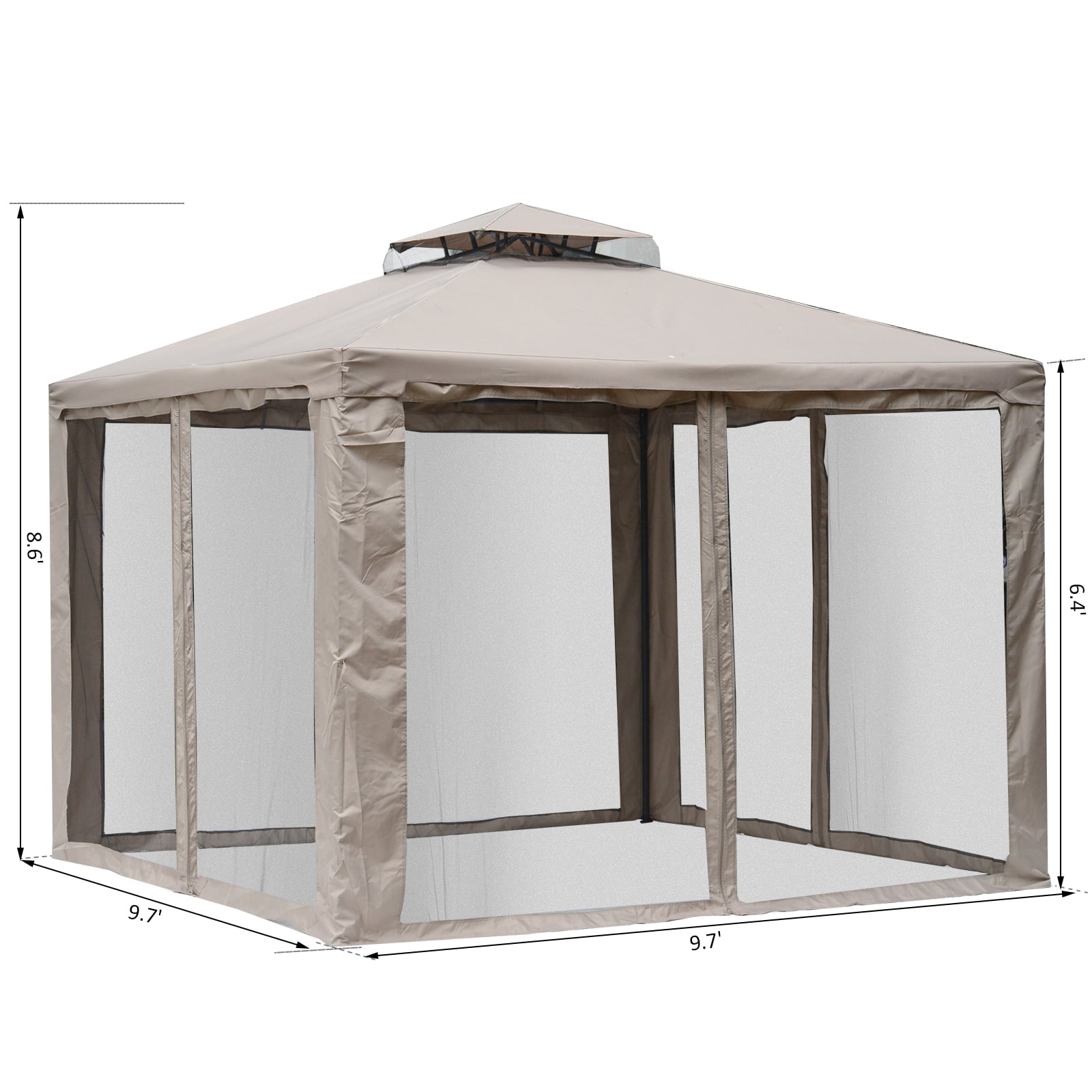 Outsunny 10 X 10 Steel Fabric 2 95m 9 7 Outdoor Patio Gazebo