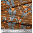 thumbnail image 2 of Soimoi Brown Poly Georgette Fabric Leaves & Floral Stripe Fabric Prints By Yard 52 Inch Wide, 2 of 3