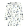 thumbnail image 5 of Womens Tops Floral Print 3/4 Sleeve V-Neck Loose Casual Tops T-Shirt Multicolor L,Tops for Women, 5 of 5