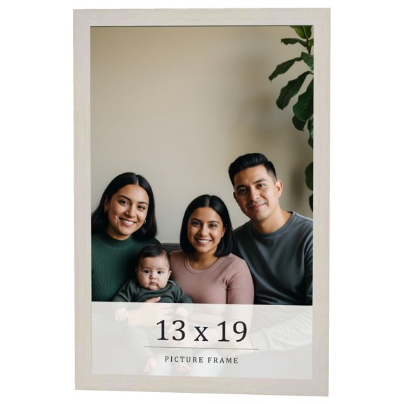 13x19 Frame White Wheat Solid Wood Picture Frame | Moulding Width 0.75 Inches | Interior Depth 0.5